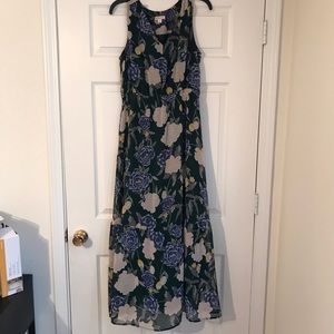 Long green dress with flowers